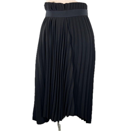 Balenciaga 529757 Asymmetrical Pleated Back Logo Skirt Black 36 Made In Italy