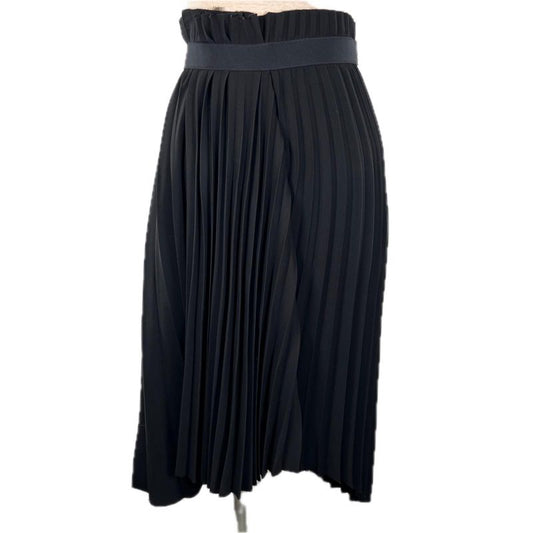 Balenciaga 529757 Asymmetrical Pleated Back Logo Skirt Black 36 Made In Italy