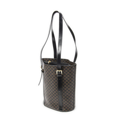 Celine Vintage Vertical Shopping Tote Brown Black Macadam Canvas — view 2