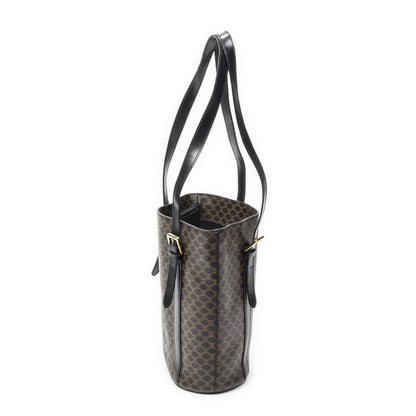 Celine Vintage Vertical Shopping Tote Brown Black Macadam Canvas — view 4
