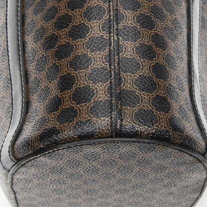 Celine Vintage Vertical Shopping Tote Brown Black Macadam Canvas — view 7