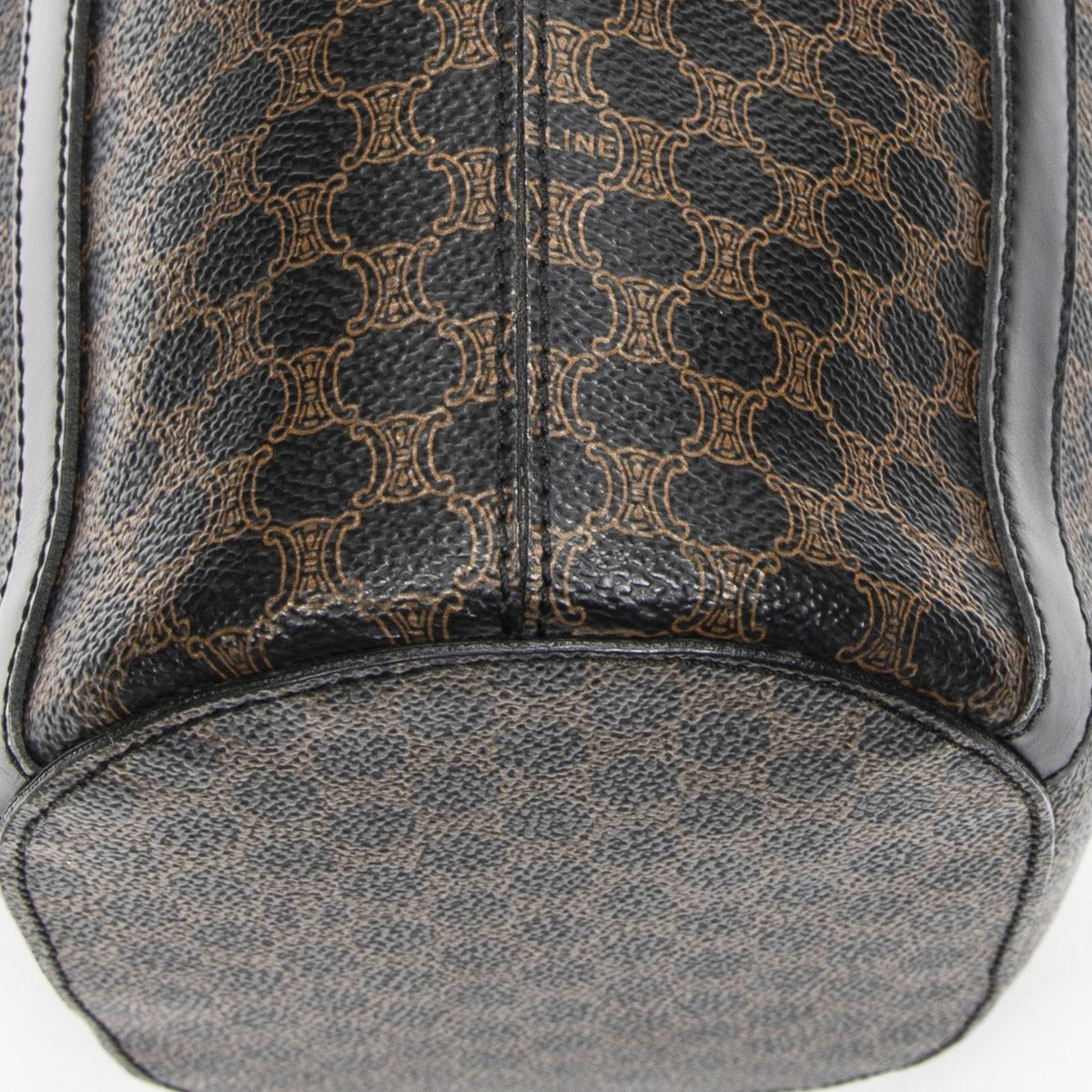 Celine Vintage Vertical Shopping Tote Brown Black Macadam Canvas — view 8
