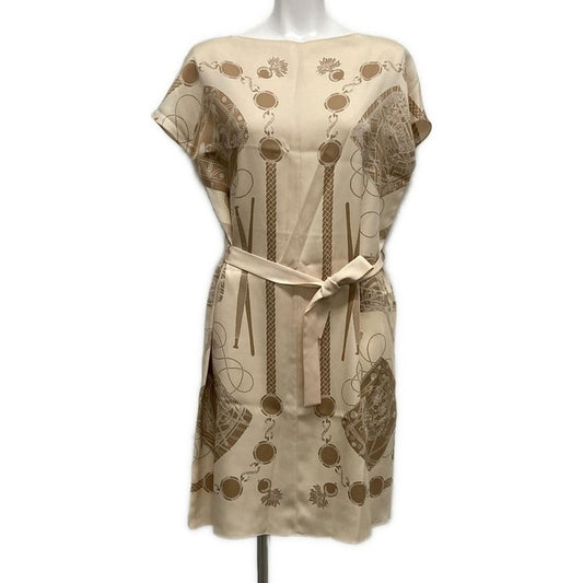 Hermes Dress Size 36 S Women - 3h0612d1 Beige And Light Brown Short Sleeves/knee