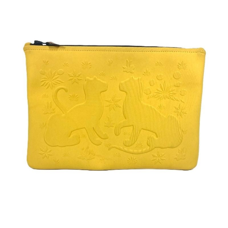 Hermes Pouch Neobain MM Leopard Polyamide Yellow
