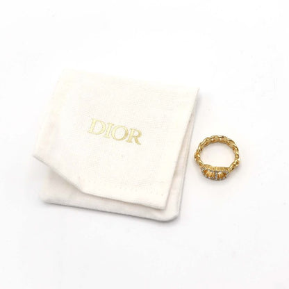 Christian DIOR Ring Clair D Lune Rhinestone Gold Color M Approx 12.5 Approx