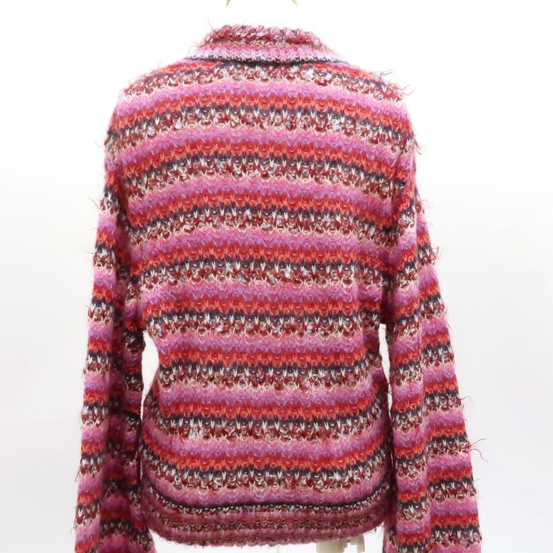 Chanel Border Knit P72980 K10502 Alpaca Silk V-neck Pink #36 Sweater Chanel