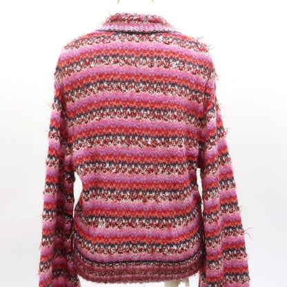 Chanel Border Knit P72980 K10502 Alpaca Silk V-neck Pink #36 Sweater Chanel