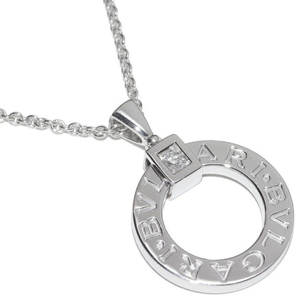 Bulgari Pendant Necklace 18K White Gold Diamond 1P Bulgari Circle Logo Necklace