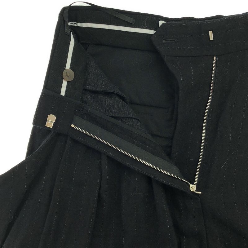 Loewe Cotton Wool Striped Drape Trouser Pants S540y04x16 Black 34