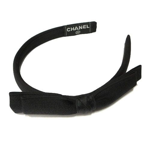 Chanel Ribbon Headband Satin Black Hair