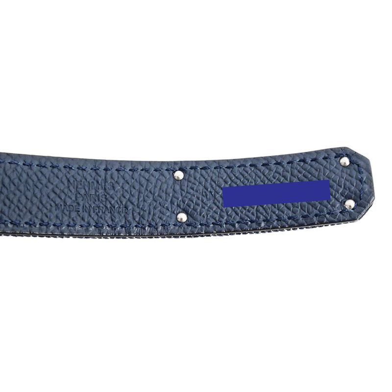 Hermes Kelly Belt 18 Denim Epson Blue Series Silver Hardware W Engraved
