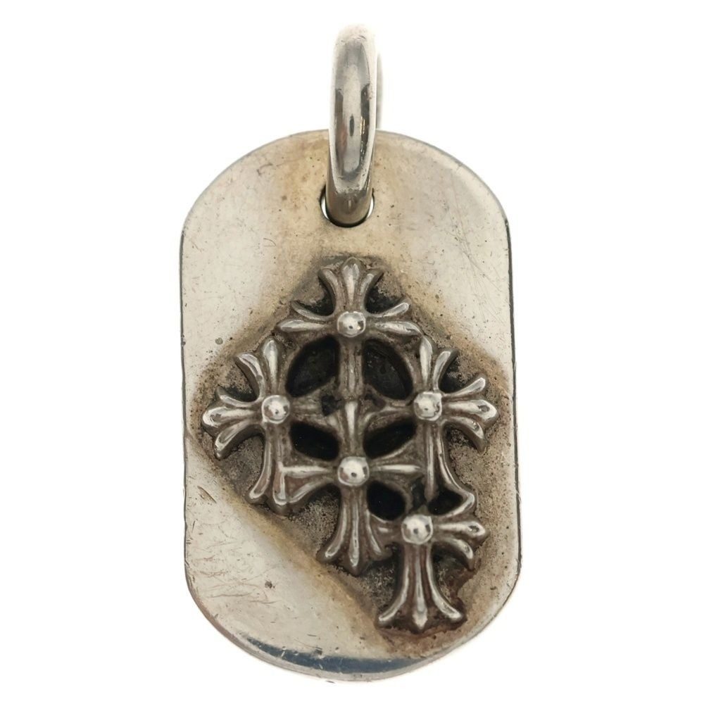 Chrome Hearts Raised Dogtag Dog Tag Charm Silver Necklace Top