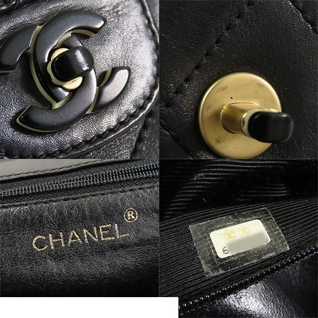 Chanel Shoulder Bag Black Lambskin Quilted Plastic Chain — view 7