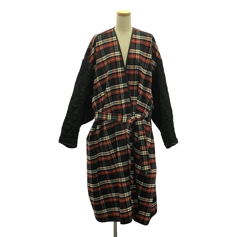 Balenciaga 2018 Quilted Check Gown Coat 34 Red Black White