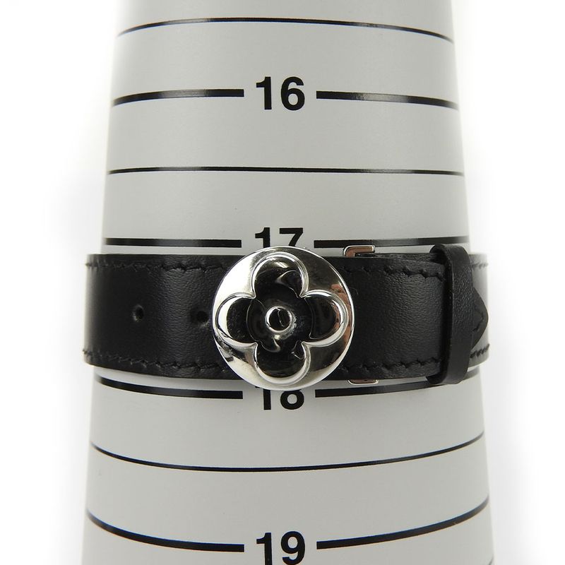 Louis Vuitton Bracelet Vu Good Luck M64447 Leather Black Silver Hardware