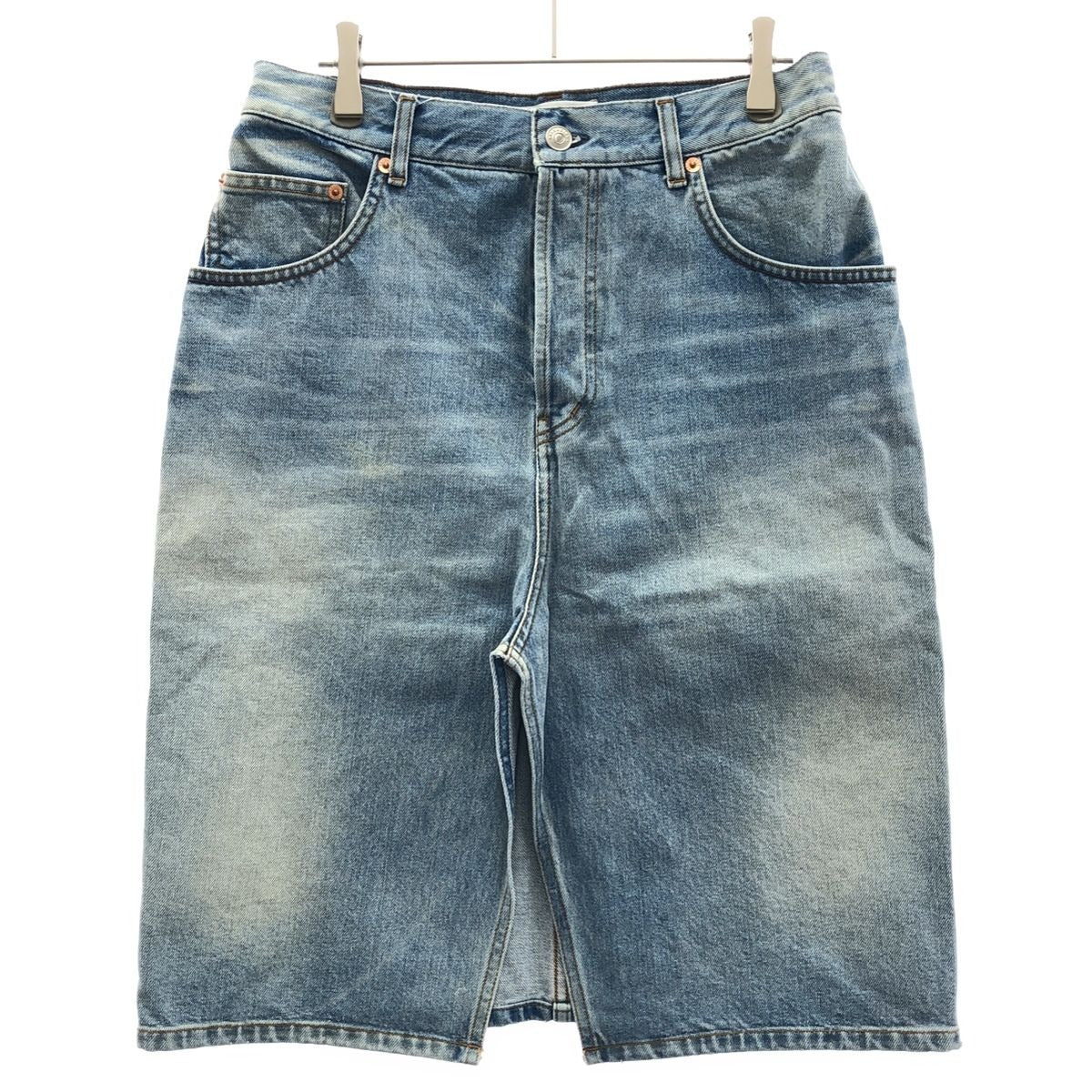 Balenciaga Front Slit Denim Skirt Indigo Blue 36