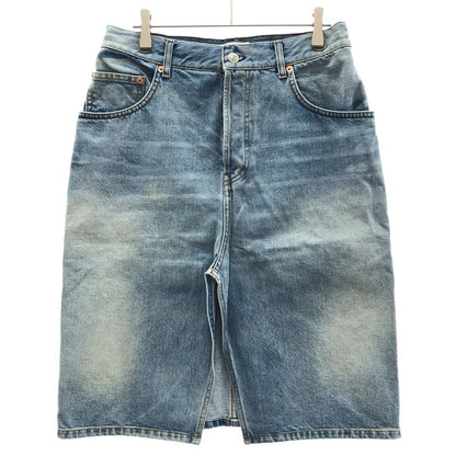 Balenciaga Front Slit Denim Skirt Indigo Blue 36