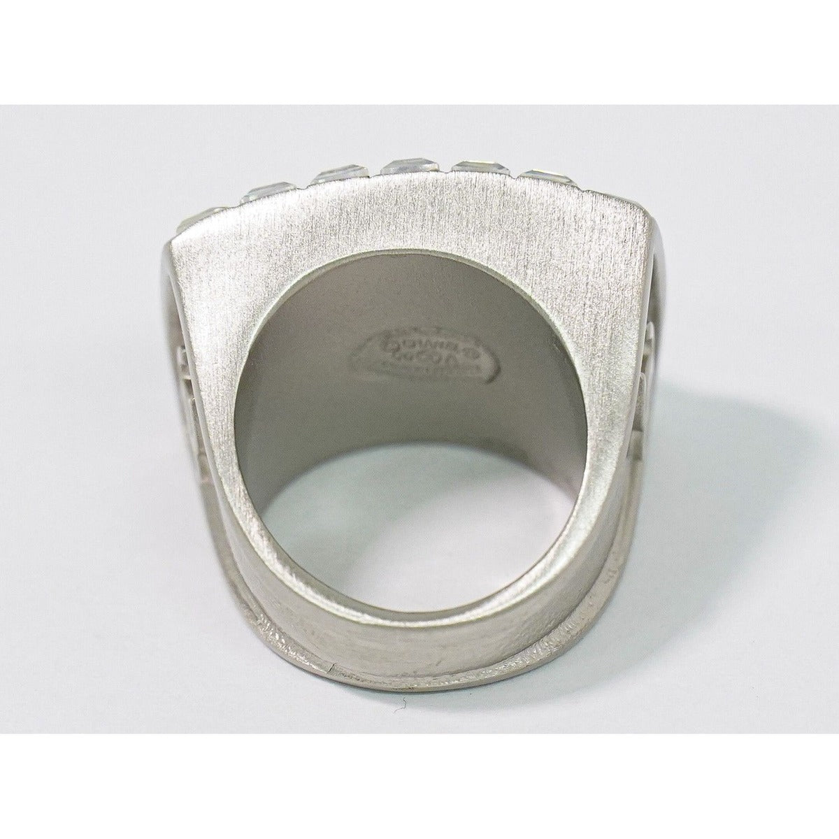 Chanel Logo Rhinestone Ring Metal Silver Black — view 4