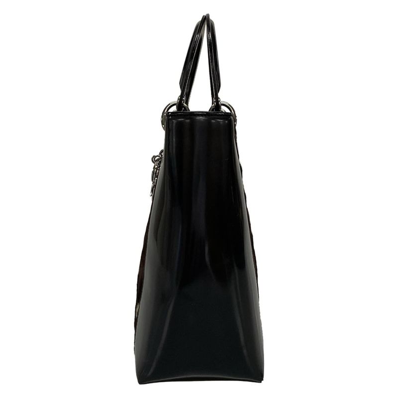Dior/christian Dior Handbag Lady Dior Large Bag Dark Brown X White X Black