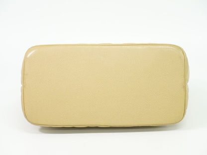 Authentic Chanel Coco Mark Revival Tote Handbag Caviar Skin Leather Beige Coco