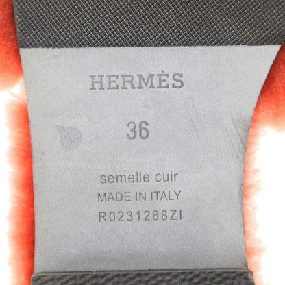 Hermes 23ss Oran Mouton Flat Sandals Rouge de Tulane 36
