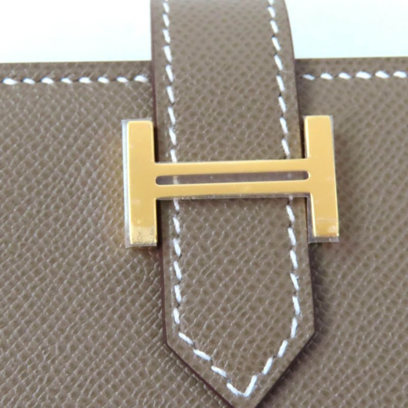 Hermes Bearn Mini Etoupe Gold Hardware H Logo Hardware Mini Wallet With Coin