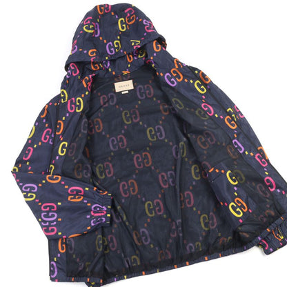 Gucci 697621 Jumbo GG Leather Part Hooded Double Zip Nylon Jacket Multicolor 48