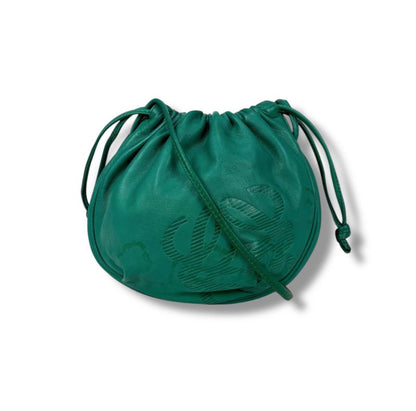 Loewe Mini Shoulder Bag Nappa Leather Green Anagram Logo Pochette Drawstring
