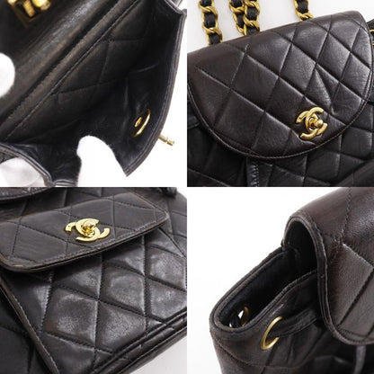 Chanel Matelasse Chain Backpack Coco Mark A10177 Lambskin Black Women's