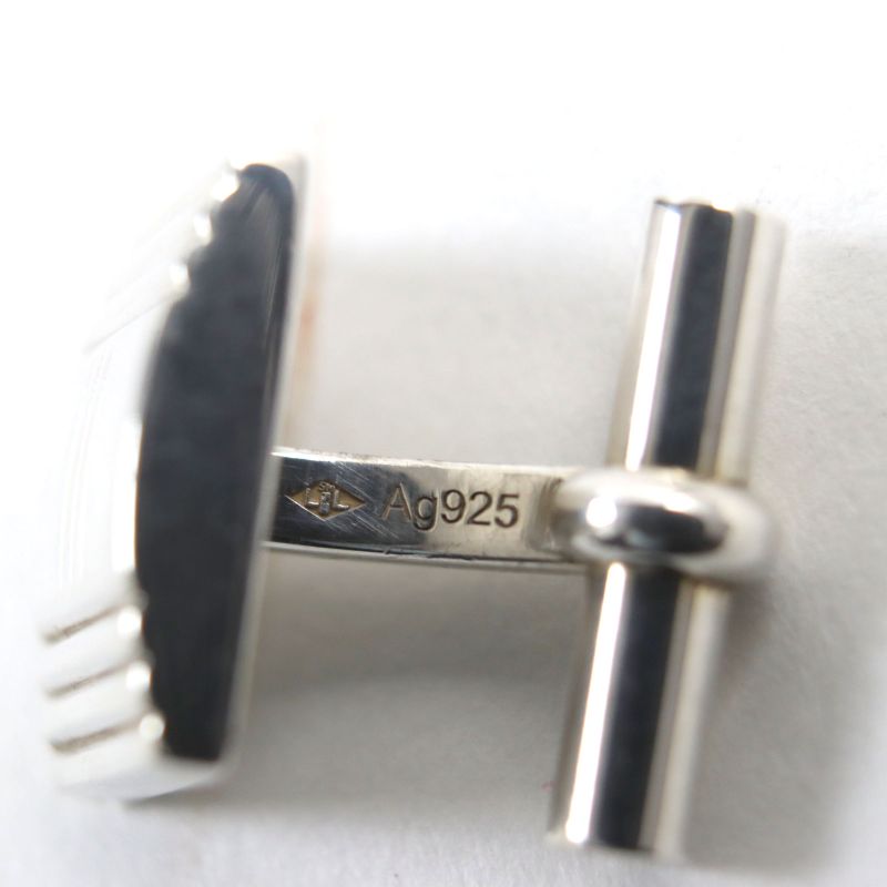 Hermes Ag925 Cadena Motif H Logo Square Form Cufflinks Button /