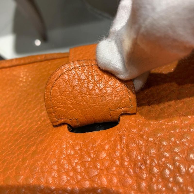 Authentic Hermes Evelyn GM Shoulder Bag Orange Brown
