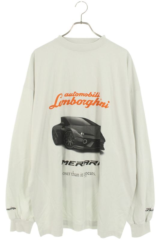 Balenciaga 25AW 835839 Tsvp9 Lamborghini Logo Print Long Sleeve Cut And Sewn