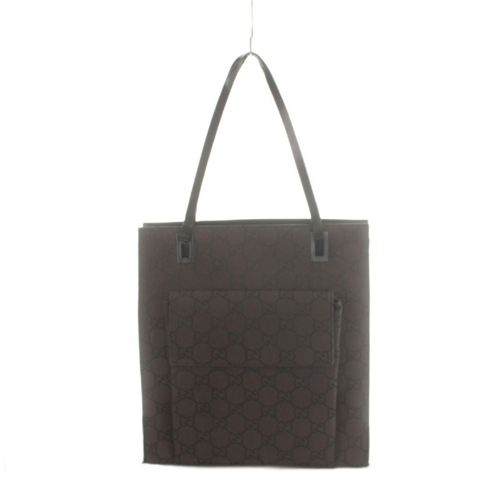 Gucci GG Tote Shoulder Nylon Canvas All Over Pattern Brown