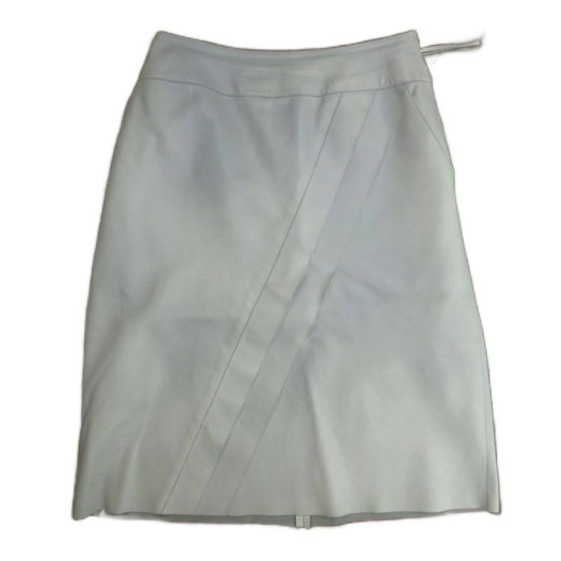 Chanel 99 C Lambskin Skirt Knee Length Leather Coco Mark Button Gray 34