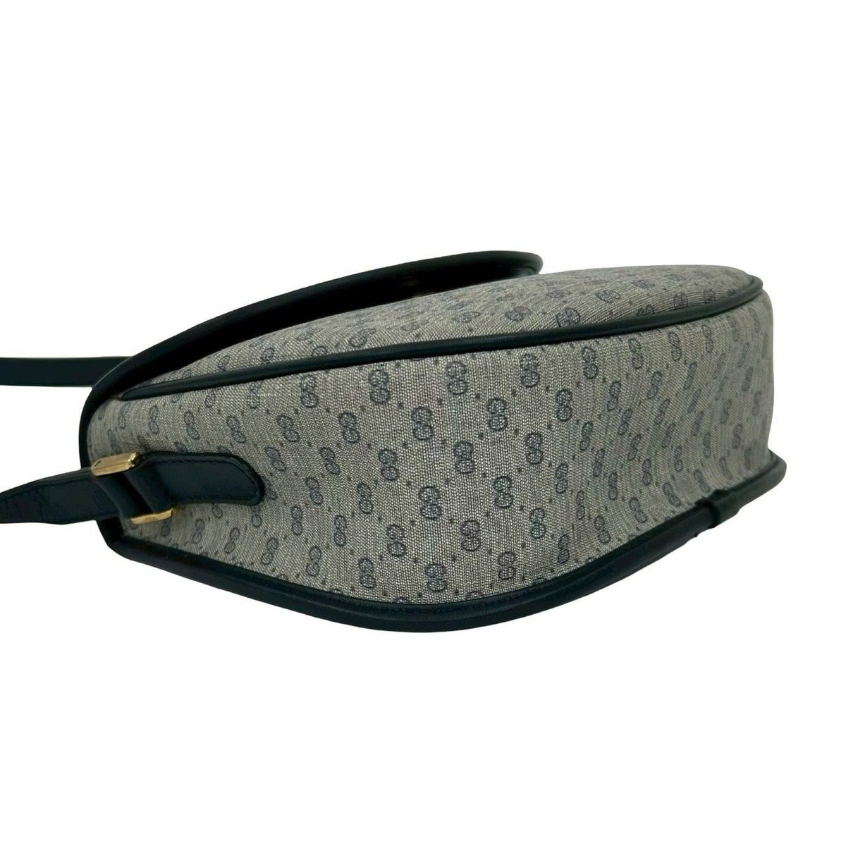 Gucci Vintage Micro GG Logo Pattern Leather Mini Shoulder Bag Pochette Navy Blue — view 7