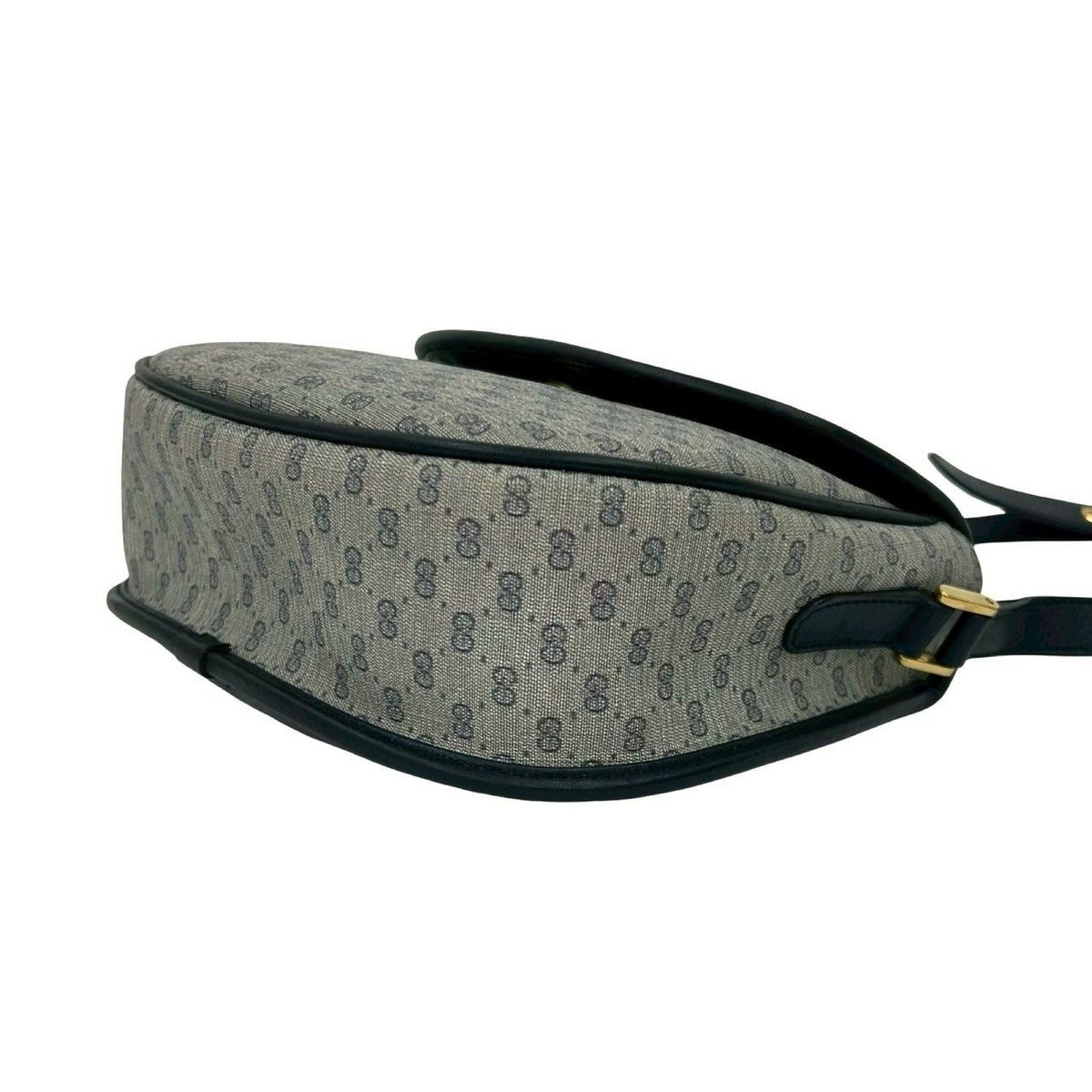 Gucci Vintage Micro GG Logo Pattern Leather Mini Shoulder Bag Pochette Navy Blue — view 8