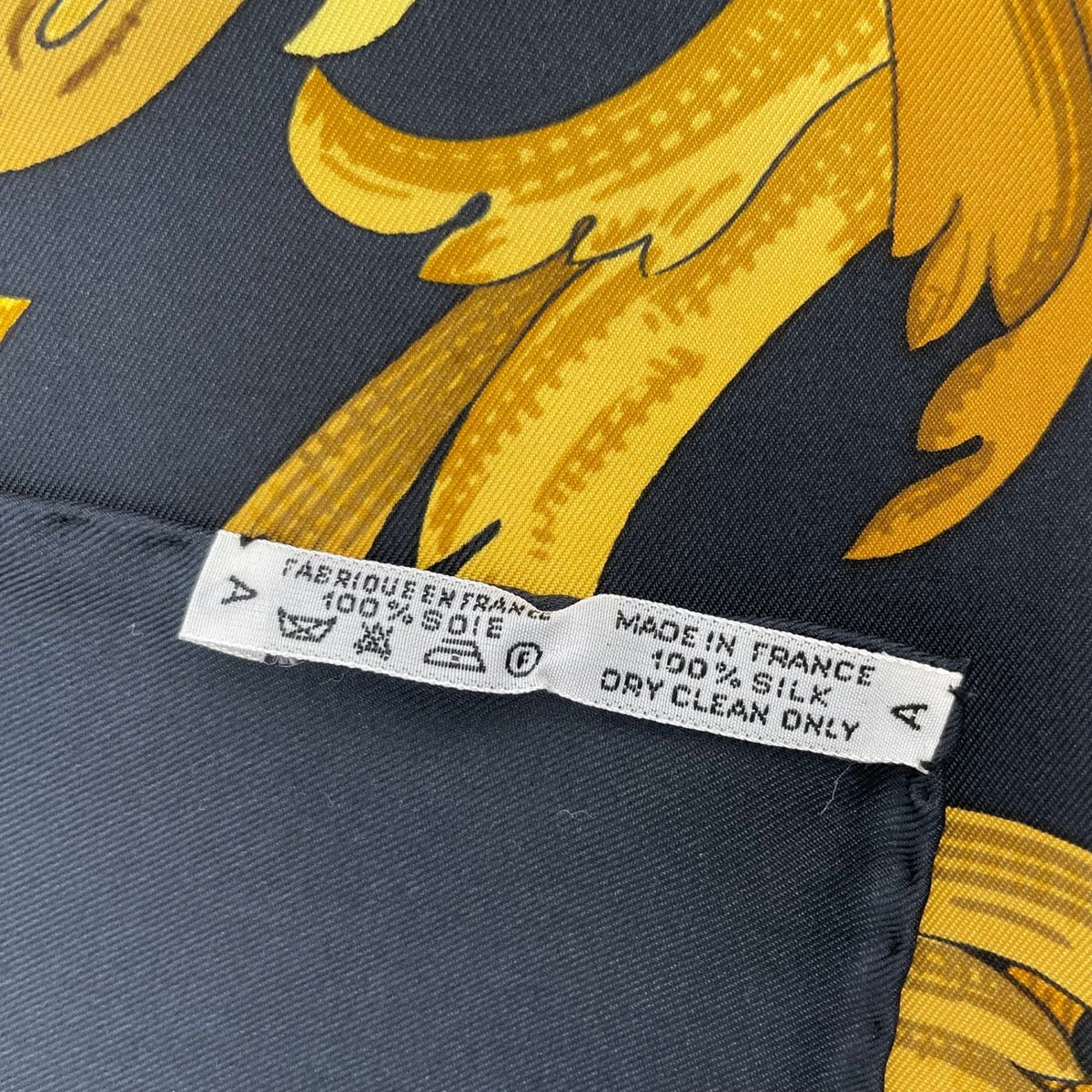 Hermes Scarf Silk Carre 90 Lemors a la Conetable Elegance Gold Black — view 8