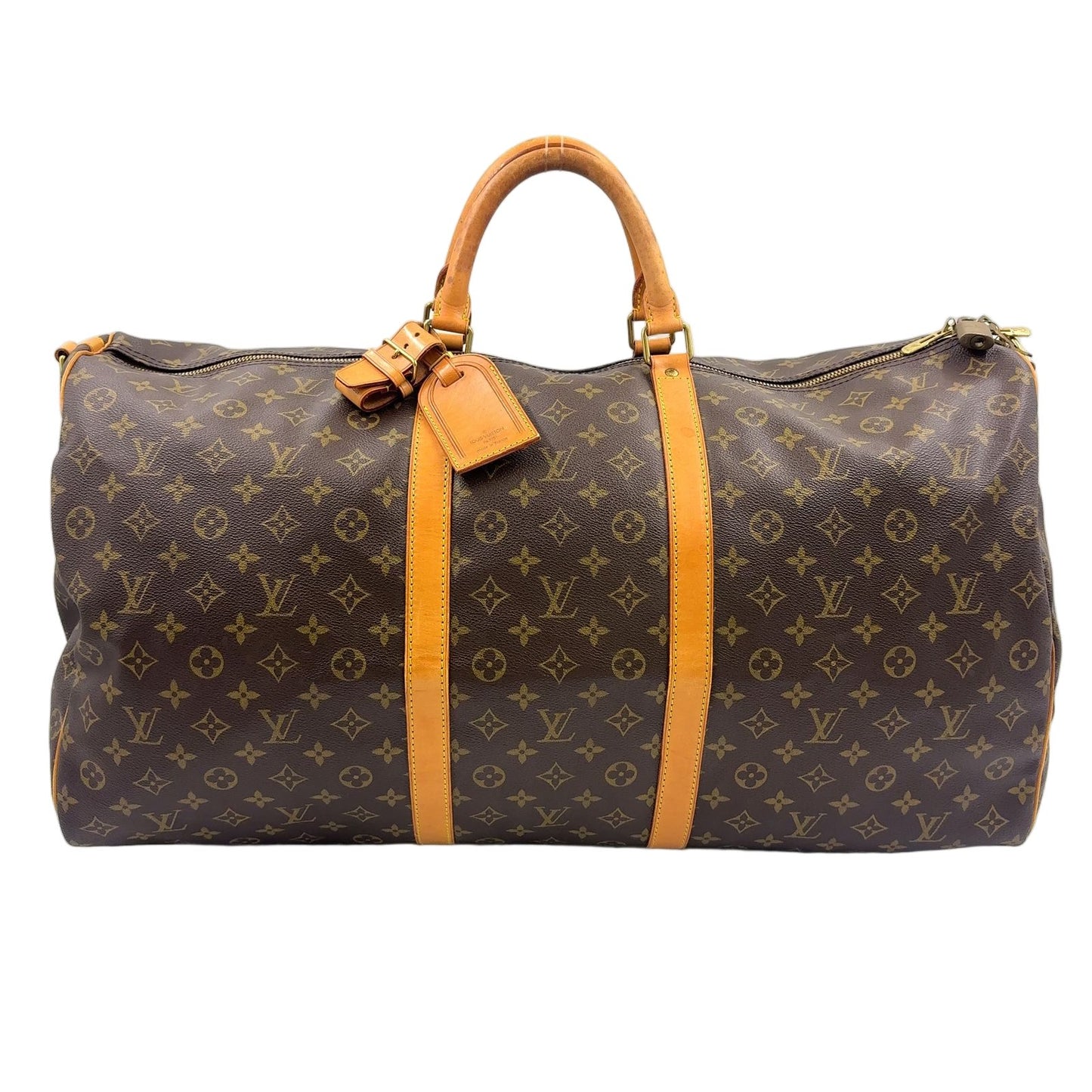 Louis Vuitton Keepall Bandouliere 60 Monogram Leather Brown Boston Bag Gold