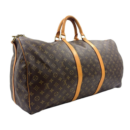 Louis Vuitton Keepall Bandouliere 60 Monogram Leather Brown Boston Bag Gold — view 2