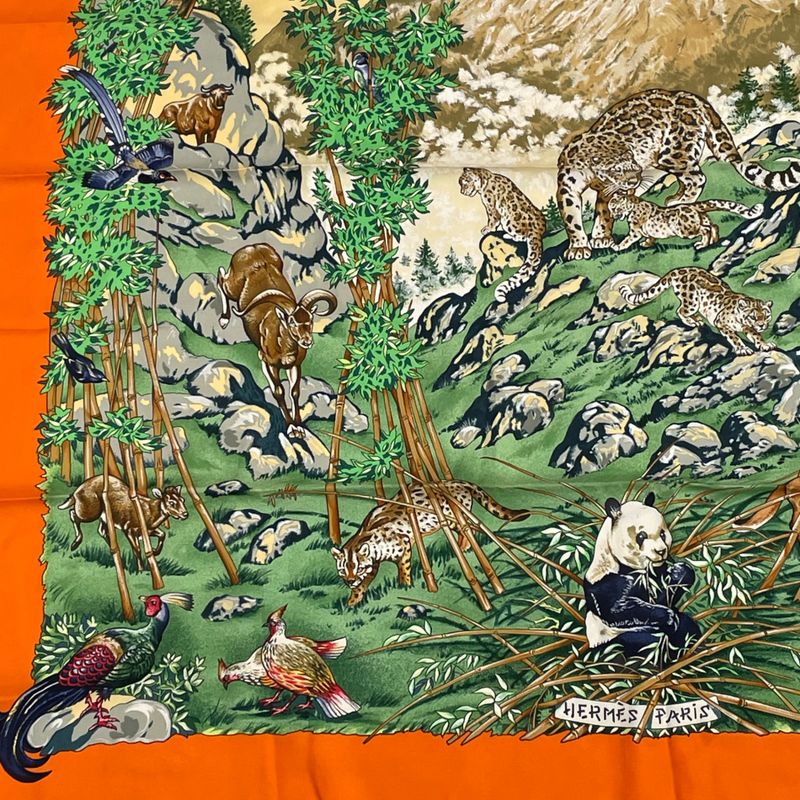 Hermes Carre 90 Sichuan Silk Scarf Orange