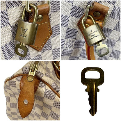 Louis Vuitton Handbag Damier Azure Speedy 30 Mini Boston Bag White Ivory Beige