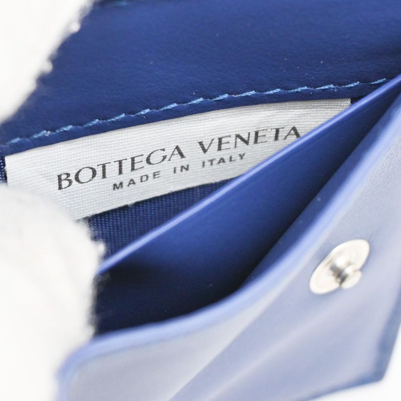 Bottega Veneta Trifold Wallet Intrecciato Blue Leather 35ka812