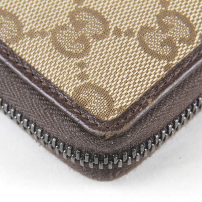 Gucci Round Zipper 307980 493075 Long Wallet In GG Canvas Brown
