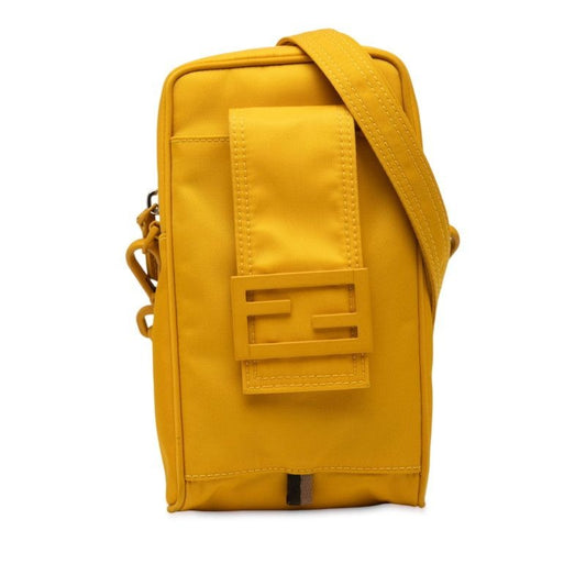Fendi FF Logo 7 As056 Yellow Nylon Leather