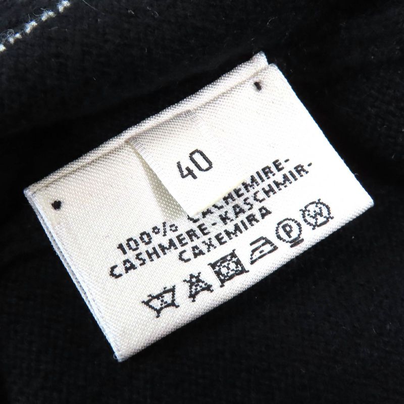 Hermes 22SS 100% Cashmere Argyle Pattern Long Sleeves Knit Sweater Black White