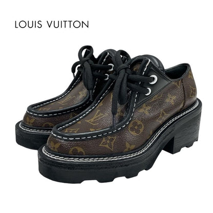 Louis Vuitton Bobur Line Monogram Loafer Leather Shoes Leather Brown Black