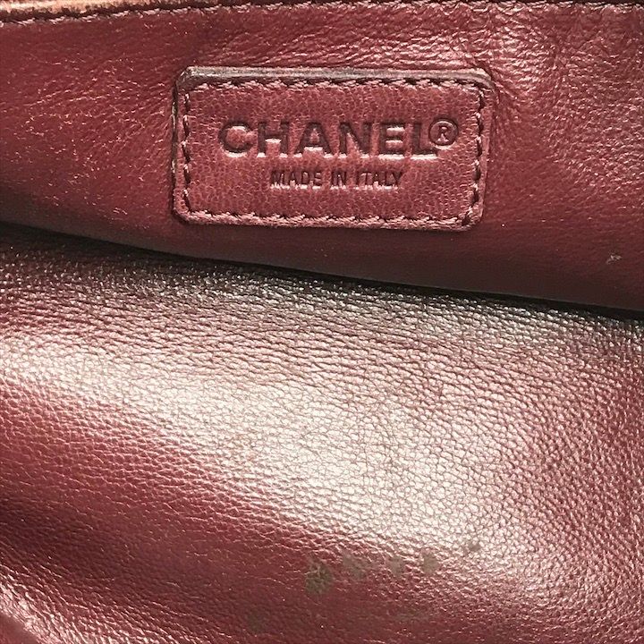 Chanel CC Logo Lapin Chain Shoulder Bag Wine Red Gold Vintage
