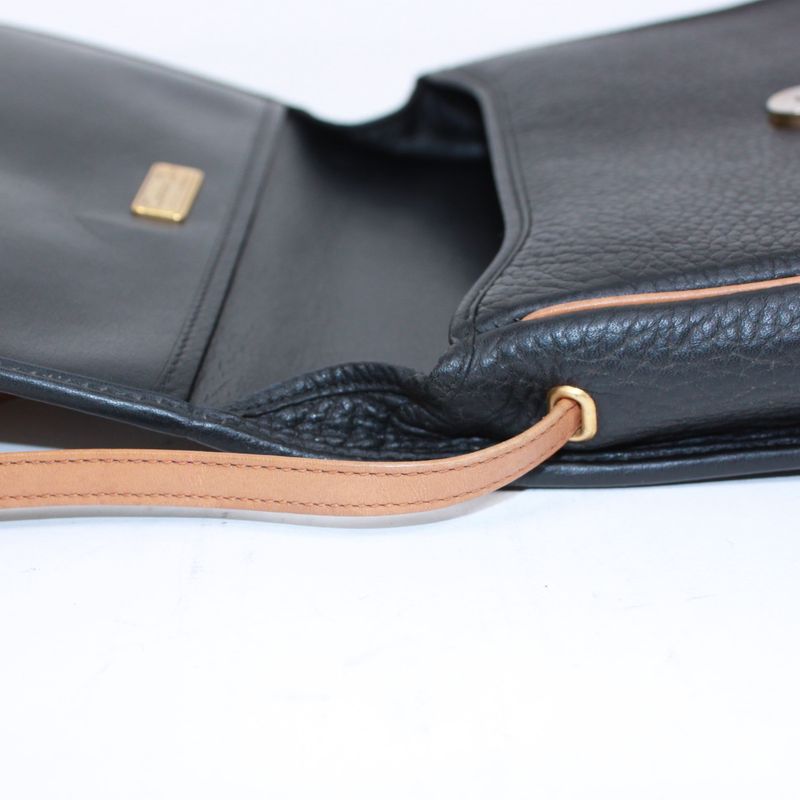 Christian Dior Leather Brown And Black Shoulder Bag Gold