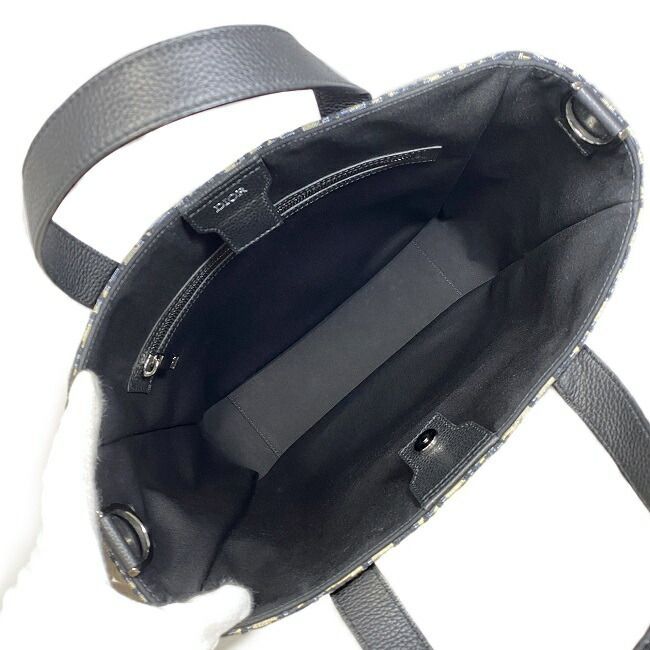 Christian Dior Tote Bag Navy Gray Oblique