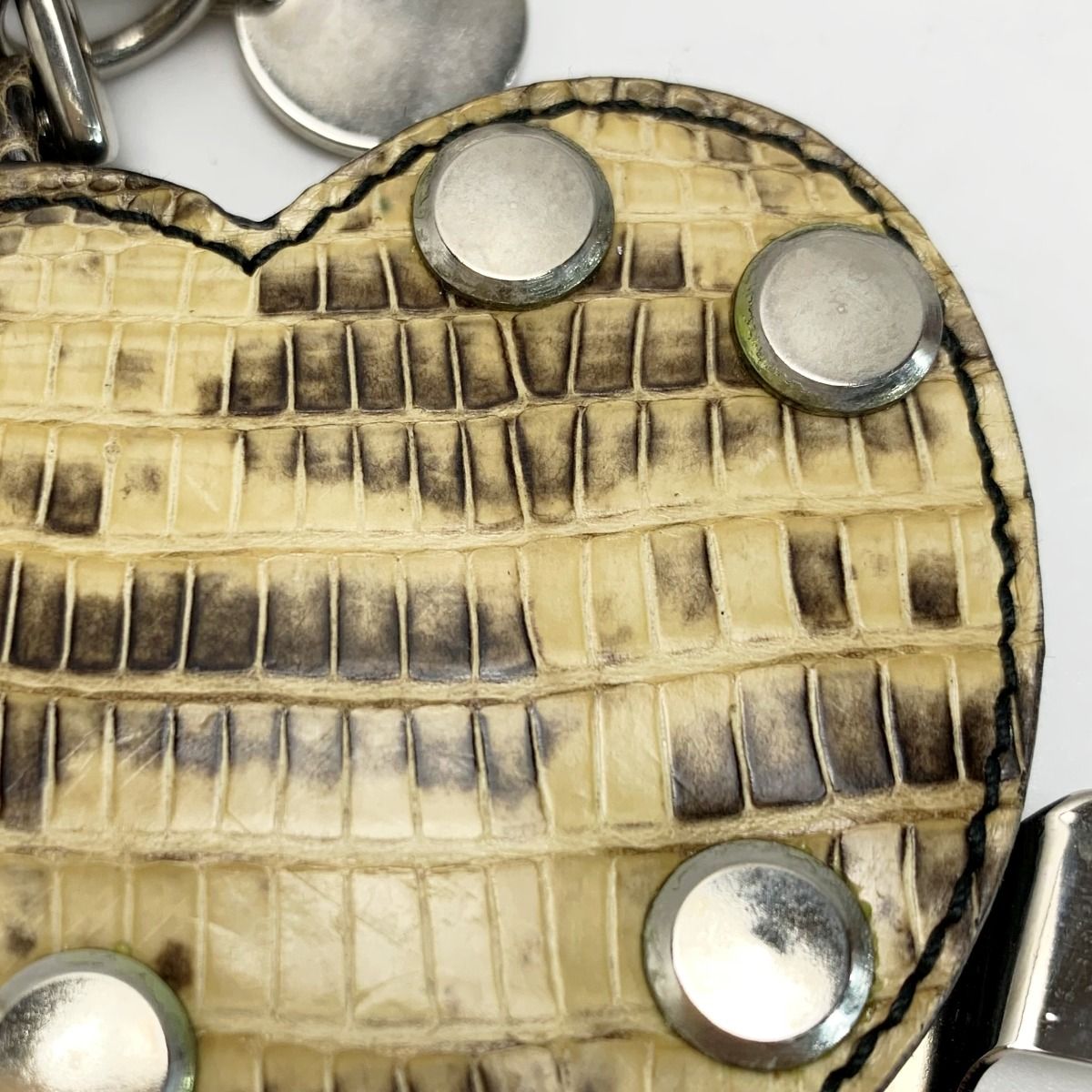 Prada Lizard Leather Heart-Shaped Key Holder Charm